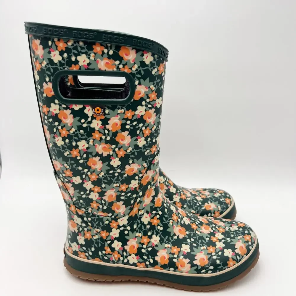 Bogs Kids RainBoot US 5 EU 38 Floral Green Multicolor Waterproof NWOB